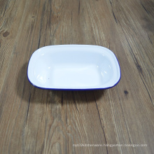 24cm Square Porcelain Enamel Pie Dish baking plate With Rolled Rim